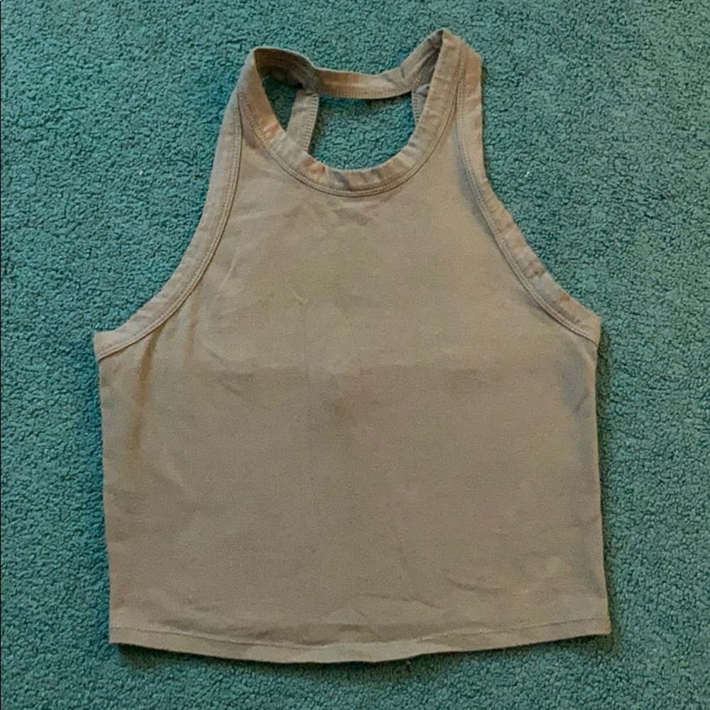 Green halter top crop top